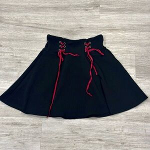 Hot Topic Black Skater Skirt double Red Lace-Up size small midnight hour